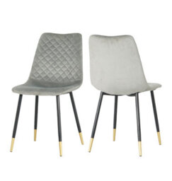 Hallowood Furniture Pair Of Velvet Dining Chair (Cha201) With Metal Legs - Silver Grey - thumbnail 8