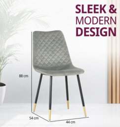 Hallowood Furniture Pair Of Velvet Dining Chair (Cha201) With Metal Legs - Silver Grey - thumbnail 3