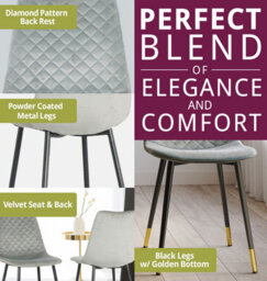 Hallowood Furniture Pair Of Velvet Dining Chair (Cha201) With Metal Legs - Silver Grey - thumbnail 5