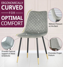 Hallowood Furniture Pair Of Velvet Dining Chair (Cha201) With Metal Legs - Silver Grey - thumbnail 4