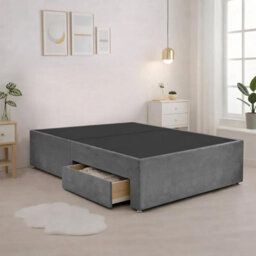 Luxury Grey Plush Milan Super King Size Bed Frame With Mattress 54 Inches Wingback Headboard 2 Footend Storage Drawers - thumbnail 6