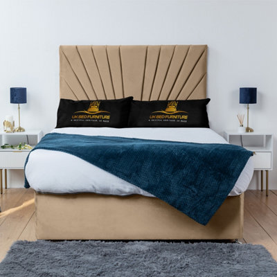 UKBEDFURNITURE Sunrise Beige Plush  Divan Bed Base With 26 Inch Headboard - No Storage - image 1