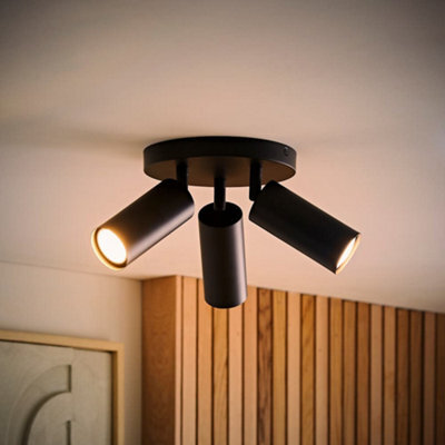Valuelights Taylor Matte Black Tube 3 Way Adjustable Ceiling Spotlight And Bulbs - image 1