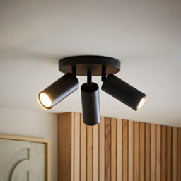 Valuelights Taylor Matte Black Tube 3 Way Adjustable Ceiling Spotlight And Bulbs - thumbnail 5