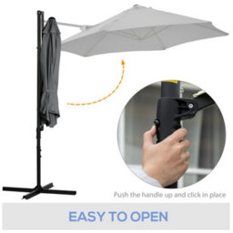 Matteo 2.5M Dark Grey Cantilever Parasol With 360-Degree Rotation & Cross Base For Patio & Garden - thumbnail 4