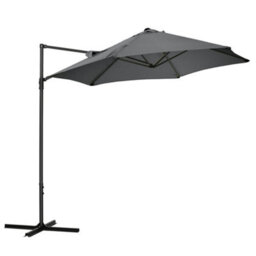 Matteo 2.5M Dark Grey Cantilever Parasol With 360-Degree Rotation & Cross Base For Patio & Garden - thumbnail 1