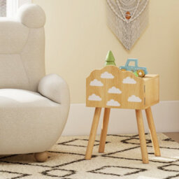 Gainoom Kids Natural Nightstand Set Of 2 Cute End Tables With Rainbow Patterns - thumbnail 4
