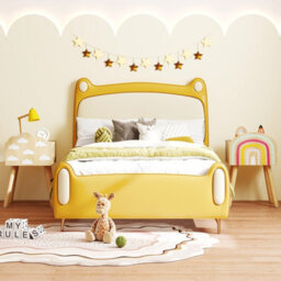 Gainoom Kids Natural Nightstand Set Of 2 Cute End Tables With Rainbow Patterns - thumbnail 3