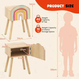 Gainoom Kids Natural Nightstand Set Of 2 Cute End Tables With Rainbow Patterns - thumbnail 2