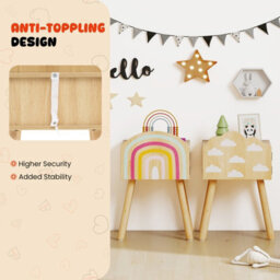Gainoom Kids Natural Nightstand Set Of 2 Cute End Tables With Rainbow Patterns - thumbnail 9
