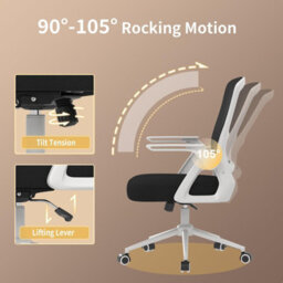 Onemill Executive Office Chair With Padded Seat Cushion, Flip-Up Armrest And Lumbar Support For Home Or Office Use - thumbnail 3