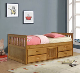 Comfy Living 3Ft Caramel Wooden Captains Cabin Bed With Drawers And Storage - thumbnail 1