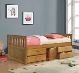 Comfy Living 3Ft Caramel Wooden Captains Cabin Bed With Drawers And Storage - thumbnail 2