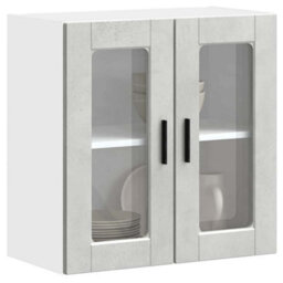 Walplus Kitchen Wall Cabinet With Glass Door Porto Concrete Grey - thumbnail 3