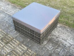Fimous Grey Mixed Rattan Footstool Patio Outdoor Garden Furniture With Thick Grey Cushion - thumbnail 2