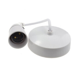 Kenable Ceiling Pendant Bc Lamp Holder 85mm 6Inch 25Cm Drop T2 Rated White - thumbnail 2