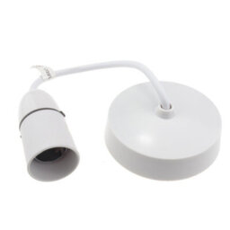 Kenable Ceiling Pendant Bc Lamp Holder 85mm 6Inch 25Cm Drop T2 Rated White - thumbnail 1