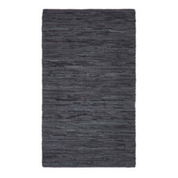 Homescapes Denver Leather Woven Rug Black, 90 X 150 Cm - thumbnail 2