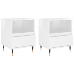 Berkfield Bedside Cabinets 2 Pcs High Gloss White 40X35X50 Cm Engineered Wood - thumbnail 2