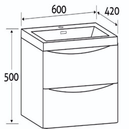 Plum&clay Eden Gloss White Wall Hung Vanity Unit With Round Resin Basin (W)640mm - thumbnail 4