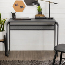 Home Source Astrid Metal Home Office Writing Computer Desk Grey - thumbnail 2