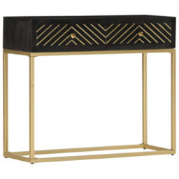 Vidaxl Console Table Black And Gold 90X30X75 Cm Solid Mango Wood - thumbnail 9