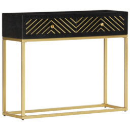 Vidaxl Console Table Black And Gold 90X30X75 Cm Solid Mango Wood - thumbnail 8