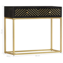 Vidaxl Console Table Black And Gold 90X30X75 Cm Solid Mango Wood - thumbnail 6