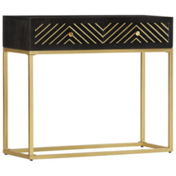 Vidaxl Console Table Black And Gold 90X30X75 Cm Solid Mango Wood