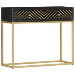 Vidaxl Console Table Black And Gold 90X30X75 Cm Solid Mango Wood - thumbnail 7