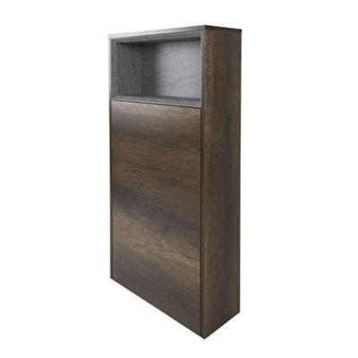 Homestylestore 600mm Dark Oak Led Lit Open Shelf Bathroom Toilet Wc Unit - image 1