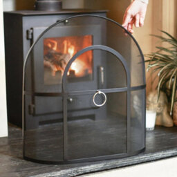 Classic Domed Fire Screen Spark Guard With Silver Circular Handle - thumbnail 3