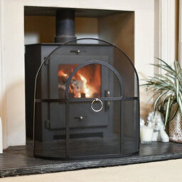 Classic Domed Fire Screen Spark Guard With Silver Circular Handle - thumbnail 1
