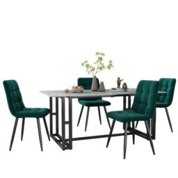 BTM Dining Chair (4 Pcs), Dark Green,4-Set Velet Upholstered Chair Design Chair With Backrest,seat In Velvet Metal Frame - thumbnail 3