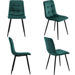 BTM Dining Chair (4 Pcs), Dark Green,4-Set Velet Upholstered Chair Design Chair With Backrest,seat In Velvet Metal Frame - thumbnail 4