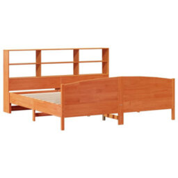 Berkfield Bookcase Bed Without Mattress Wax Brown 200X200Cm Solid Wood Pine - thumbnail 3
