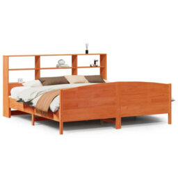 Berkfield Bookcase Bed Without Mattress Wax Brown 200X200Cm Solid Wood Pine - thumbnail 2