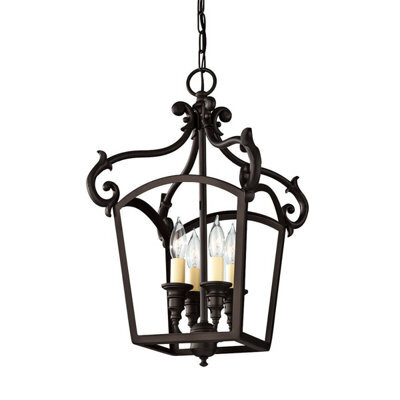 Elegant 4 Bulb Chandelier Pendant Light In Oil Rubbed Bronze Finish