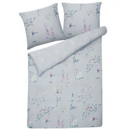 Beliani Duvet Cover Set Evergreen Sateen Cotton 155 X 220 Cm Light Blue - thumbnail 4