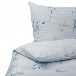 Beliani Duvet Cover Set Evergreen Sateen Cotton 155 X 220 Cm Light Blue - thumbnail 1