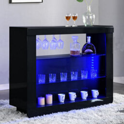 Furniture in Fashion Fiesta High Gloss Bar Table Unit In Black With Led Lighting