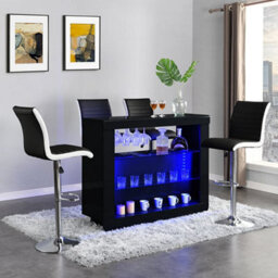 Furniture in Fashion Fiesta High Gloss Bar Table Unit In Black With Led Lighting - thumbnail 5