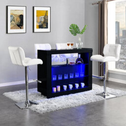 Furniture in Fashion Fiesta High Gloss Bar Table Unit In Black With Led Lighting - thumbnail 4