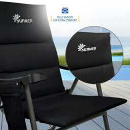 Sunmer Set Of 2 Padded Folding Garden Chairs With Side Pocket - Black - thumbnail 5
