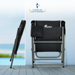 Sunmer Set Of 2 Padded Folding Garden Chairs With Side Pocket - Black - thumbnail 3