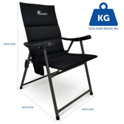 Sunmer Set Of 2 Padded Folding Garden Chairs With Side Pocket - Black - thumbnail 7