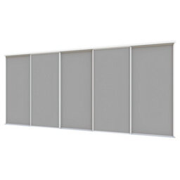 A-Class Sliding Doors Set Of 5 Matt Dark Grey Sliding Wardrobe Door Kit In White Frame & Tracks, Opening Height (H) 225-226Cm & Width (W) 448-449Cm - thumbnail 1