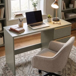 Fwstyle Lania 3 Drawer Green Dressing Table Study Desk Scalloped Ripple Design - thumbnail 3