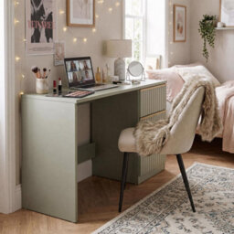 Fwstyle Lania 3 Drawer Green Dressing Table Study Desk Scalloped Ripple Design - thumbnail 2