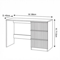 Fwstyle Lania 3 Drawer Green Dressing Table Study Desk Scalloped Ripple Design - thumbnail 5